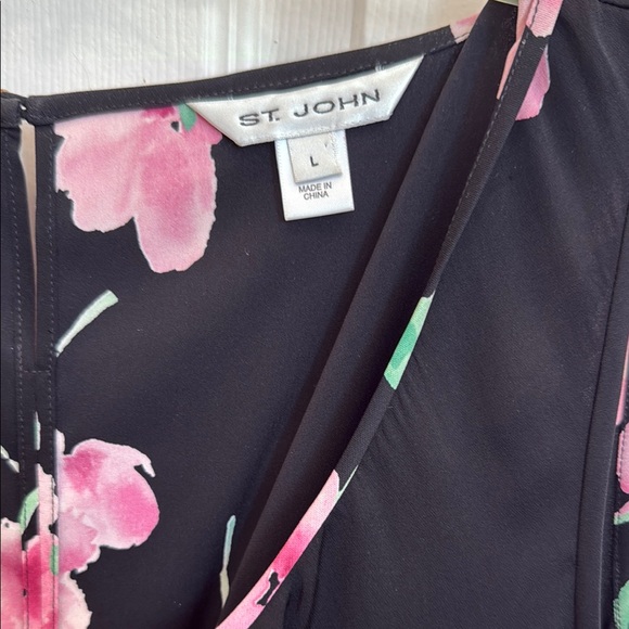 St. John Pink Floral Tank Top Black - Picture 2 of 4